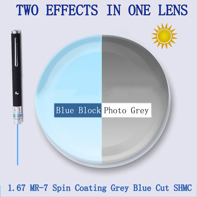 1.67 Lentes de corte gris azul con revestimiento giratorio de visión única MR-7 ASP