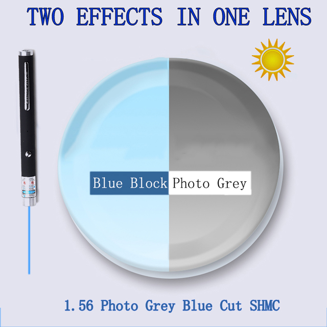 1.56 Lentes de corte azul gris para foto monofocal